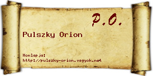 Pulszky Orion névjegykártya